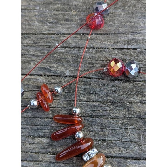 Vintage Carnelian Rhinestone Necklace - Picture 5 of 10